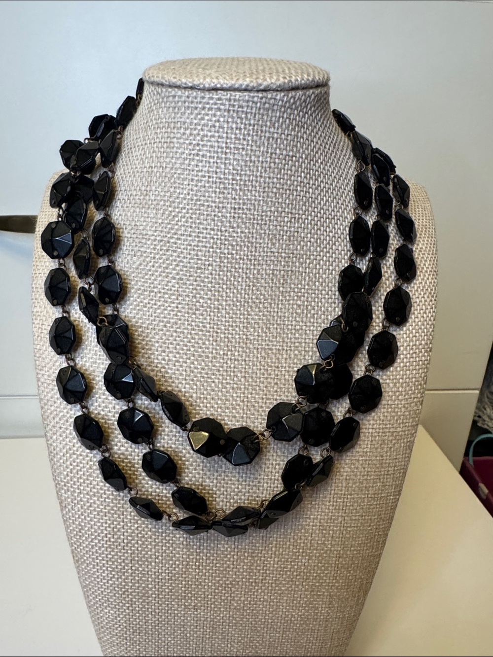 Classic Black Multi-Strand Beaded Necklace - Women Jewelry